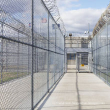 High Security Prison Chain Link Fence with Razor Ribbon and Barbed Wire.